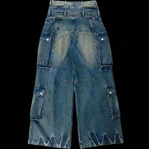 Y2K Fashion Trend <b>for</b> Leather <b>Jacket</b> Extra Long Pool Ankle Cuffed Stone-Wash Distressed <b>Spray</b>-Painted Effect Canvas - Product Image 4