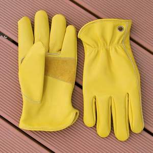 Cowhide <b>Leather</b> Work <b>Gloves</b> for Construction, Yardwork, <b>Gardening</b> with Reinforced Palm for Men & Women - Product Image 3