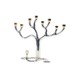 Candélabre de Hanoukka en métal vintage Bougeoirs en aluminium à 9 branches pour les bougies de Noël Religieux - Product Image 6
