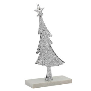 Adorno Navideño Moderno de Metal Plateado, Escultura de Árbol de Navidad, Decoración de Mesa, Centro de Mesa Elegante, Figura Decorativa para el Hogar - Product Image 1