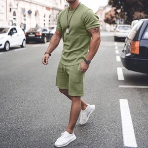 Wholesale Summer New Men Casual Set Fashion 2 Pieces <b>Suit</b> Trend Short Sleeve <b>T</b>-<b>shirt</b> Shorts Sets Male Gym Sportswear Tracksuit - Product Image 2
