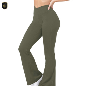 Pantalones de Yoga Personalizados para Mujer, Corte de Campana, Cintura Media, Color Sólido, Secado Rápido, Transpirables, Ropa Deportiva para Entrenamiento, Running y Ejercicio - Product Image 1