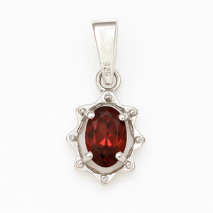 Colgante Minimalista de Plata de Ley 925 con Granate Rojo Natural, Chapado en Rodio, Ovalado, Joyería de Piedra de Nacimiento de Enero para Regalo - Product Image 5
