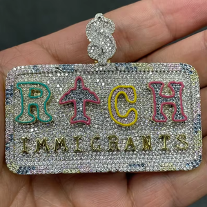 Colgante de plata esterlina de estilo clásico de dibujos animados con diamantes blancos reales para hombres y niños, dijes de boda para fiestas - Product Image 1