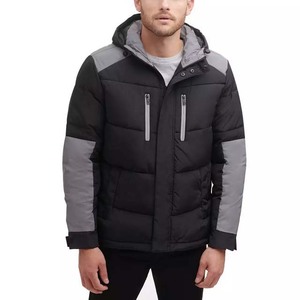 Blouson matelassé à capuche pour homme, personnalisé avec logo, couleur au choix, en tissu toile avec doublure en coton imperméable, fermeture éclair, dernière collection hiver - Product Image 1