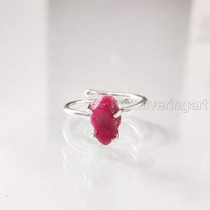 Conjunto de Joyería para Mujer con Rubí Natural, Piedra de Nacimiento de Julio, Anillo Ajustable, Joyería Hecha a Mano, Plata de Ley 925 - Product Image 6