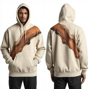 Sweat à capuche oversize en coton épais de qualité supérieure avec imprimé évasé, style mode, fabrication sur mesure, fourniture directe d'usine - Product Image 4
