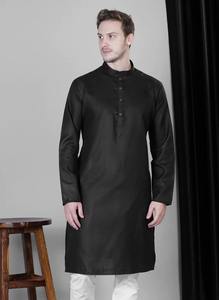 Kurta pyjama noir classique très demandé pour les fonctions de mariage, les événements religieux et une utilisation décontractée, disponible pour l'exportation - Product Image 2