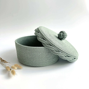 New Elegant Look Woven Cotton <b>Rope</b> <b>Basket</b> High Quality Multi Purpose Storage <b>Basket</b> With Antique Designing Lid for Sale Decorate - Product Image 1