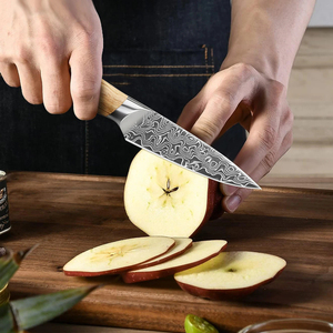 Cuchillo de Cocina Santoku de Acero de Damasco de 3.5 Pulgadas y 67 Capas, Cuchillo para Sushi, Cuchillo Multiusos para Cortar Frutas, Cuchillo de Lujo con Mango de Madera de Olivo - Product Image 3