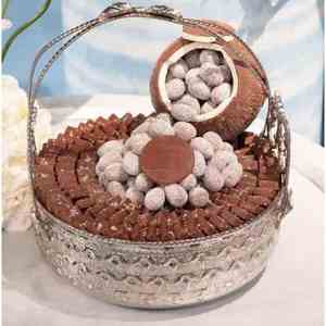 Elegante Tazón para Servir Alimentos, Chocolate, etc., Plateado, Metálico, Ecológico, Duradero, Apto para Lavavajillas, Moderno, Islámico, para Fiestas, Bodas - Product Image 1