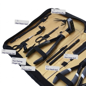 Kit d'installation d'extensions capillaires TEEJAY personnalisé en acier inoxydable avec pince à sertir à mâchoires plates, presse-ruban, rasoir et étui de rangement - Product Image 3
