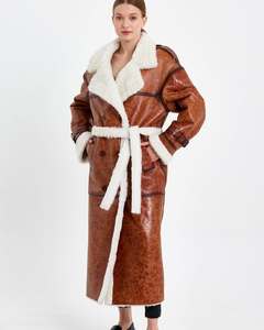 เสื้อแจ็คเก็ตหนังแกะแท้สำหรับผู้หญิงเสื้อโค้ทฤดูหนาวขนยาวและระบายอากาศได้ดี - Product Image 1