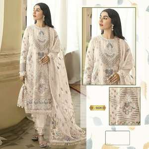 Vestido de lujo Heavy Fox Georgette Salwar Suit & Dupatta con Multi Thread Jari con bordado de secuencia Stitch Hand Work para la venta - Product Image 6