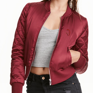 Blouson bombardier élégant en cuir à manches longues pour femmes avec fermeture éclair respirant à la mode pour le printemps automne avec poche ample - Product Image 1
