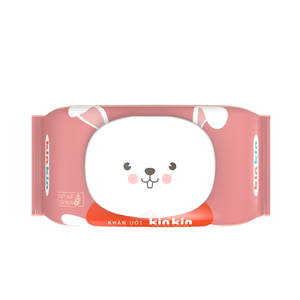 Lingettes humides pour bébé Kinkin, 100 pièces, en tissu non tissé, eau purifiée, antibactériennes, prévention des éruptions cutanées, protection UV, extrait d'avoine pour - Product Image 1