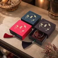 Boîte d'emballage personnalisée en cuir pour bijoux, avec tiroir, pour bracelet en jade, collier, présentoir et rangement de pierres précieuses