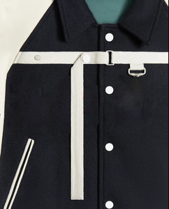 Vente en gros de streetwear veste universitaire personnalisée Letterman à manches en cuir pour hommes veste décontractée à glissière veste de travail tissée - Product Image 5