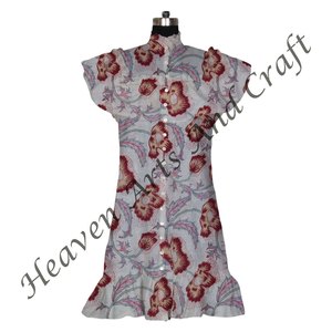 Túnica de Kurti con estampado de bloque de mano de algodón/Ropa Étnica/ropa de India y Pakistán Ropa Étnica transpirable túnica superior - Product Image 3
