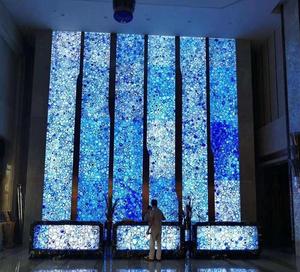 Agate bleue Style Vintage plateau de table en pierres précieuses semi-précieuses choix manufacturés pour les paysages artistiques prix de gros laiton - Product Image 4