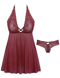 Women Babydoll Lace Lingerie Set Chemise Teddy Nightwear - Product Image 6