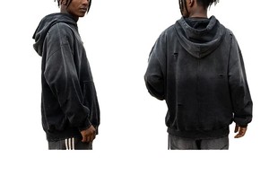 Sudadera con Capucha Oversize de Felpa Francesa para Hombre, Lavado Ácido, 100% Algodón, Bordada, Personalizable, Estilo Urbano Vintage, Invierno - Product Image 3