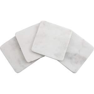 Ensemble de 4 sous-verres en pierre de marbre blanc opale pour la protection de la table et la décoration intérieure luxueuse - Product Image 4