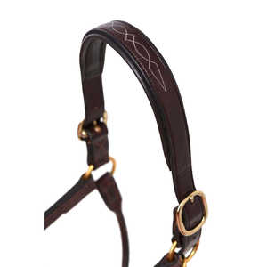 Licol en cuir confortable pour cheval, construction anatomique avec ferrures en laiton, idéal pour les courses, les écuries et l'équitation professionnelle - Product Image 4