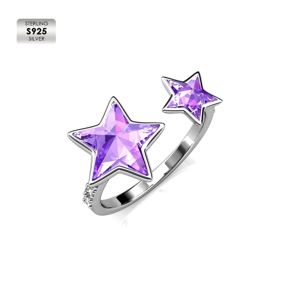 S925 18K white gold plated fashion ring Vitrail Light