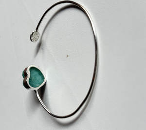 กำไลข้อมือเงินแบบปรับได้925ได้อัญมณีรูปหัวใจสำหรับเครื่องประดับแฟชั่นของขวัญครบรอบ - Product Image 6