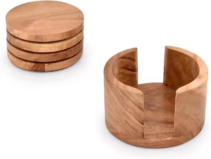 Eco-Friendly Walnut Coasters <b>Set</b> Durable Natural Wooden Mats & Pads Stylish & Stylish by Crescent Crafts - Product Image 2