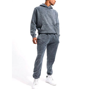 Vente en gros Vêtements de course Survêtements vierges unis délavés à l'acide pour hommes Conception populaire Tenue de sport délavée à l'acide de couleur personnalisée pour hommes - Product Image 2