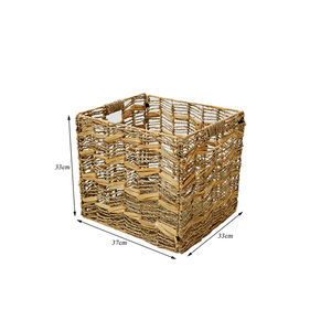 Cesta Rectangular Ecológica de Jacinto de Agua con Asas Perforadas, Caja Organizadora Hecha a Mano - Product Image 2