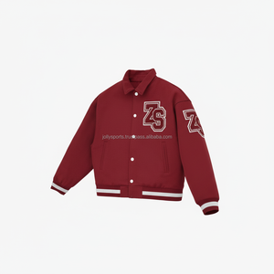 Premium Wool Blend Varsity Jacket 450 GSM Maroon Color Custom Chenille Logo Embroidery <b>Snap</b> Button Style Varsity Jacket for man - Product Image 3