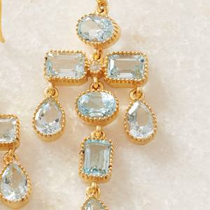 Newest Collection Fine Dangle Earrings Solid 925 Sterling Silver Natural <b>Blue</b> Topaz Faceted Gemstone Bezel Setting Statement - Product Image 3