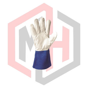 Guantes de Seguridad de Cuero Blanco para Bomberos, Puño Azul, Retardantes de Llama, para Soldadura TIG/MIG/Manual, Transpirables, Flexibles, con Puño de Punto - Product Image 3