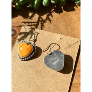 Spiny Oyster Shell Drop <b>Earrings</b> in Sterling <b>Silver</b> <b>Heart</b> Design - Product Image 4