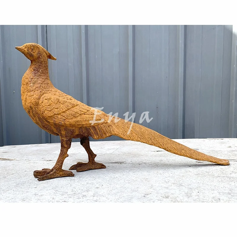 Rustic Iron Casting Outdoor Lawn Garden Ornaments Metal Decor Animal Figurines  Bird Statues  Pheasant Sculpture