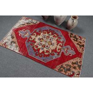 พรมวินเทจ ขนาด 3.2x5.3 ฟุต พรมโมร็อกโกสีแดง ทำจากขนสัตว์ - Product Image 4