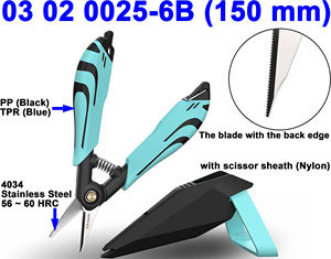Professional OEM ODM 150 mm Optical Fiber Multi Purpose Scissors With Stainless Steel Blade With Back <b>Edge</b> Nylon Handle - Product Image 2