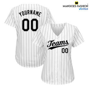 Jersey de béisbol auténtico personalizado blanco negro rayas grises acentos impresos ropa deportiva Jersey directo de fábrica fabricante - Product Image 2