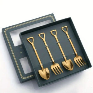 Cucharas de Diseño con Hojas y Mango Dorado, Hechas de Acero Inoxidable para Bodas, Fiestas y Restaurantes, para Uso Regular - Product Image 6