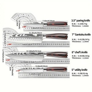 Venta al por mayor personalizado de alta calidad hecho a mano de acero de Damasco OEM ODM servicio profesional estilo japonés Chef cuchillo Set 8 pulgadas - Product Image 5