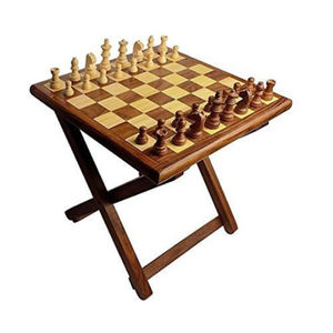 Mesa de Ajedrez de Madera Hecha a Mano, Plegable, con Caja de Almacenamiento Magnética, Multicolor, Marca IBS de Uttar Pradesh, Disponible para Exportación - Product Image 1