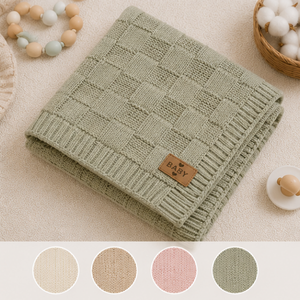 Couverture tricotée 100 % coton pour bébé, vente en gros, OEM – Couverture douce en tricot torsadé pour poussette, fournisseur Denizli Turquie - Product Image 2