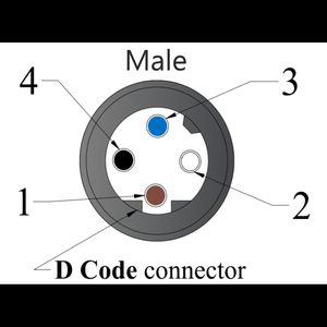 M8 D Code mâle droit 0 degré 4 broches 4*0.34 Mm2 blindé en PUR noir Cable-10Mtr IP68 évalué en alliage de cuivre Contacts boîtier en TPU - Product Image 5