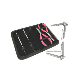 Stainless Steel Hair Extension Set Micro Beads Pliers 1 <b>Crochet</b> Needle Pulling <b>Hook</b> Includes Leather Pouch - Product Image 1