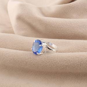 Bague de fiançailles en argent sterling avec tanzanite taille ovale, faite à la main, style Art déco, pierre précieuse certifiée IGI, bijou élégant, cadeau pour femme - Product Image 4