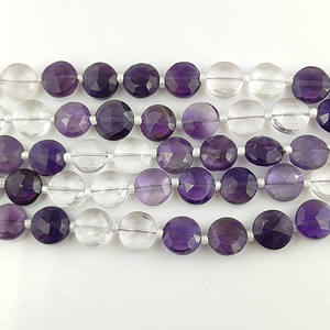 Cuentas de Amatista Sombreada de 8-9 mm, Forma de Moneda Facetada, 20-22 Cuentas en una Hebra de 8 Pulgadas, Cuentas de Moneda de Amatista Sombreada para Hacer Joyas, Piedra de Nacimiento - Product Image 2