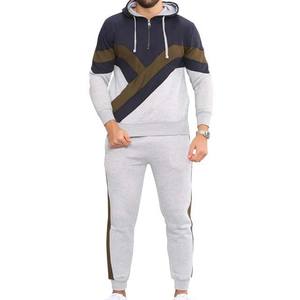 Ababus Sports Winter Sportswear Contrast Color Casual Long Sleeve Hoodie And Sweatpants Sets Cotton Breathable Tracksuits Men's - Product Image 1